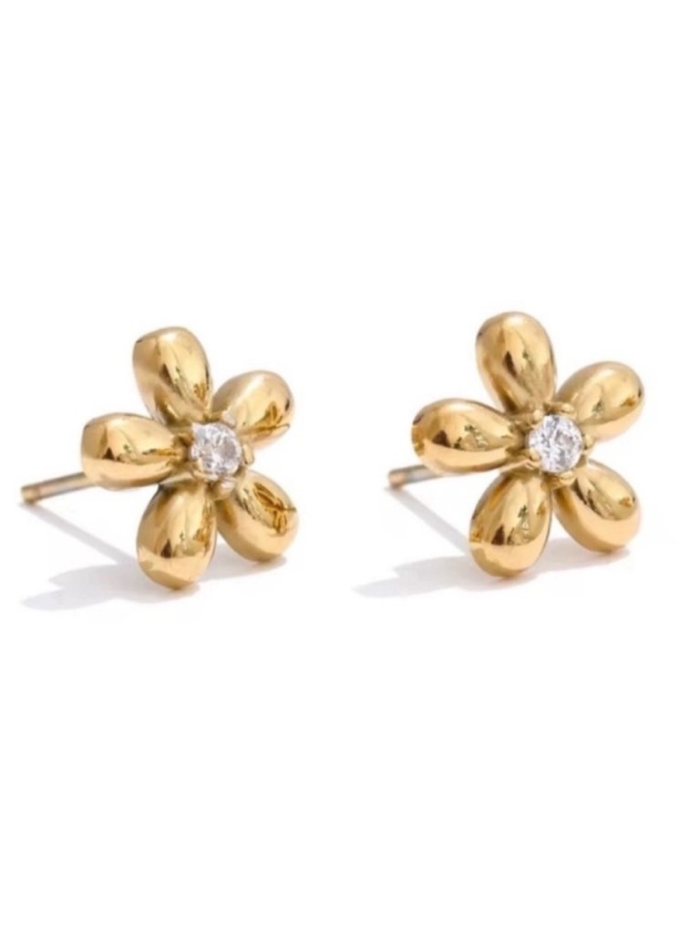 New! 18k Gold Plated Flower Post Earrings (1020) Nwot